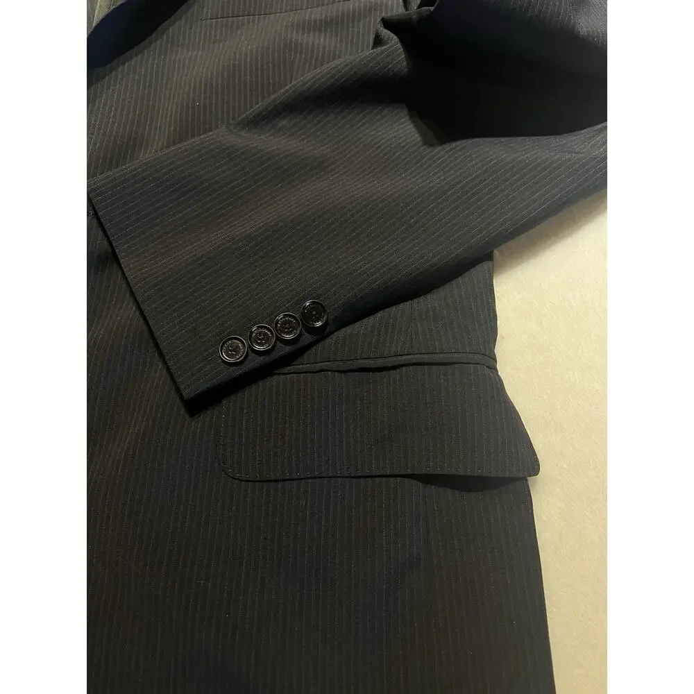 Burberry London Blazer 40-42R Dark Navy Blue Tonal Stripe Made in Italy